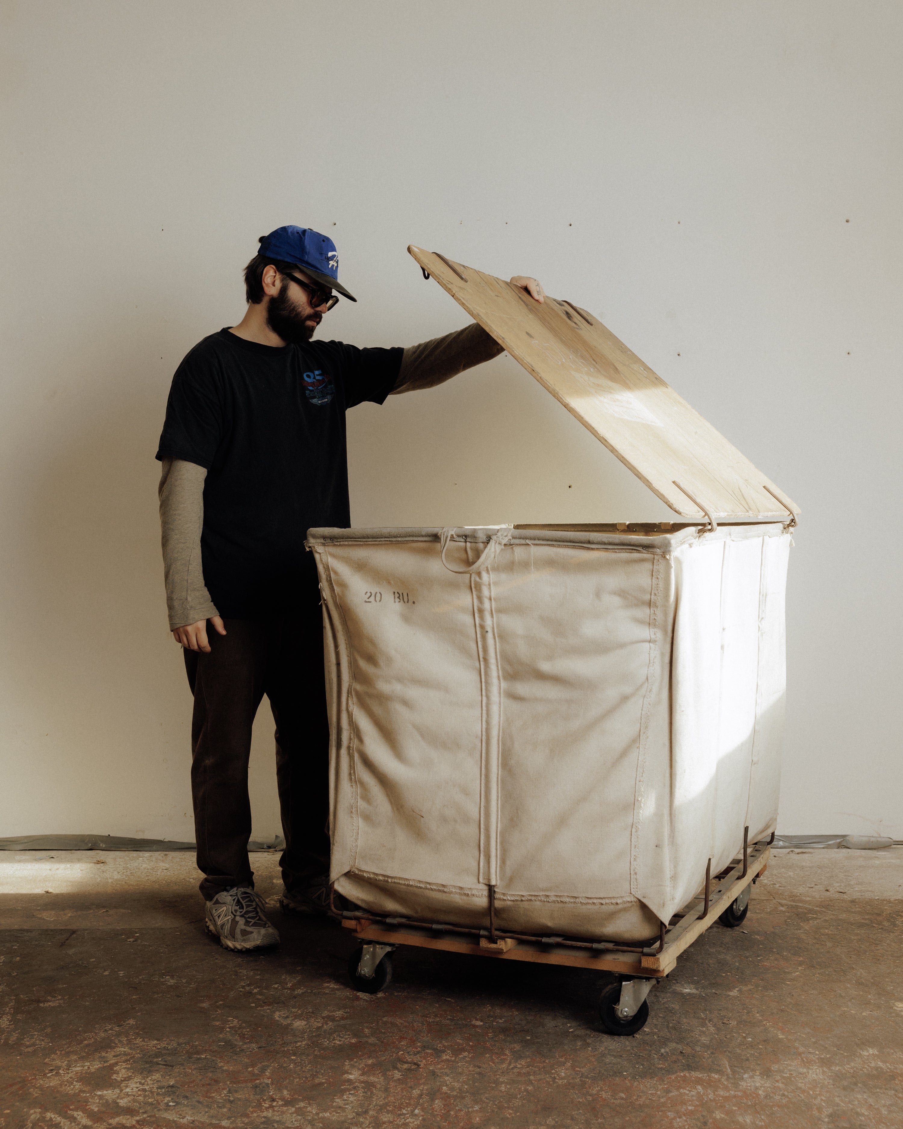 Old canvas laundry cart