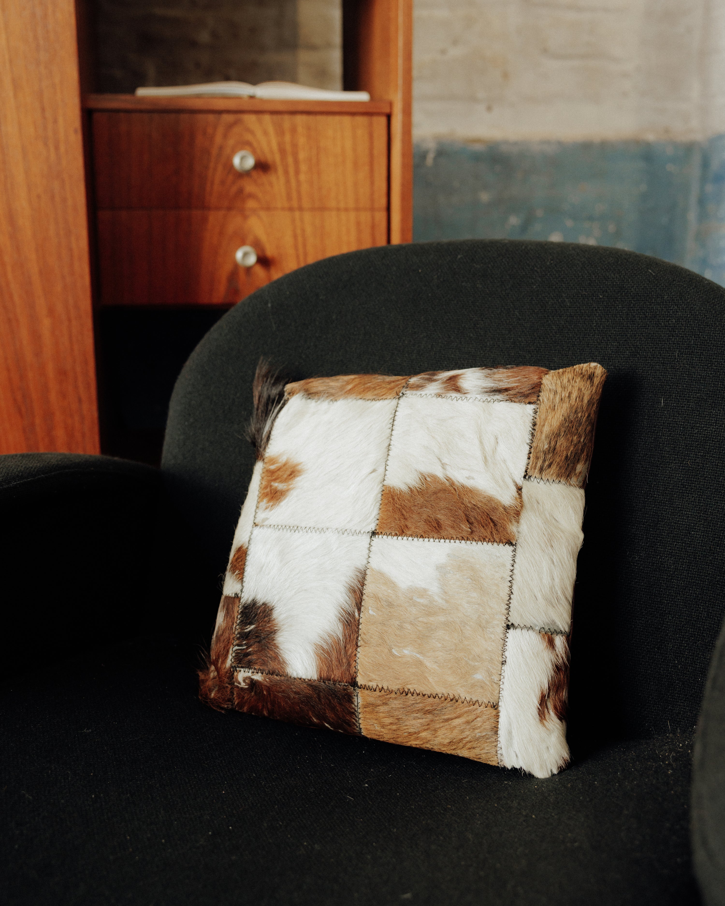 Cowhide Patchwork Pillow