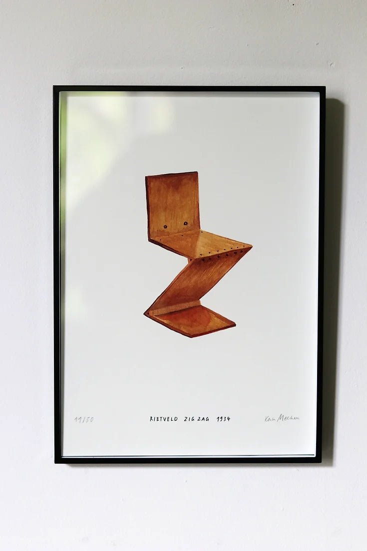 Illustration de Karin Meenen "Rietveld Zig Zag Chair" - Le Taudis